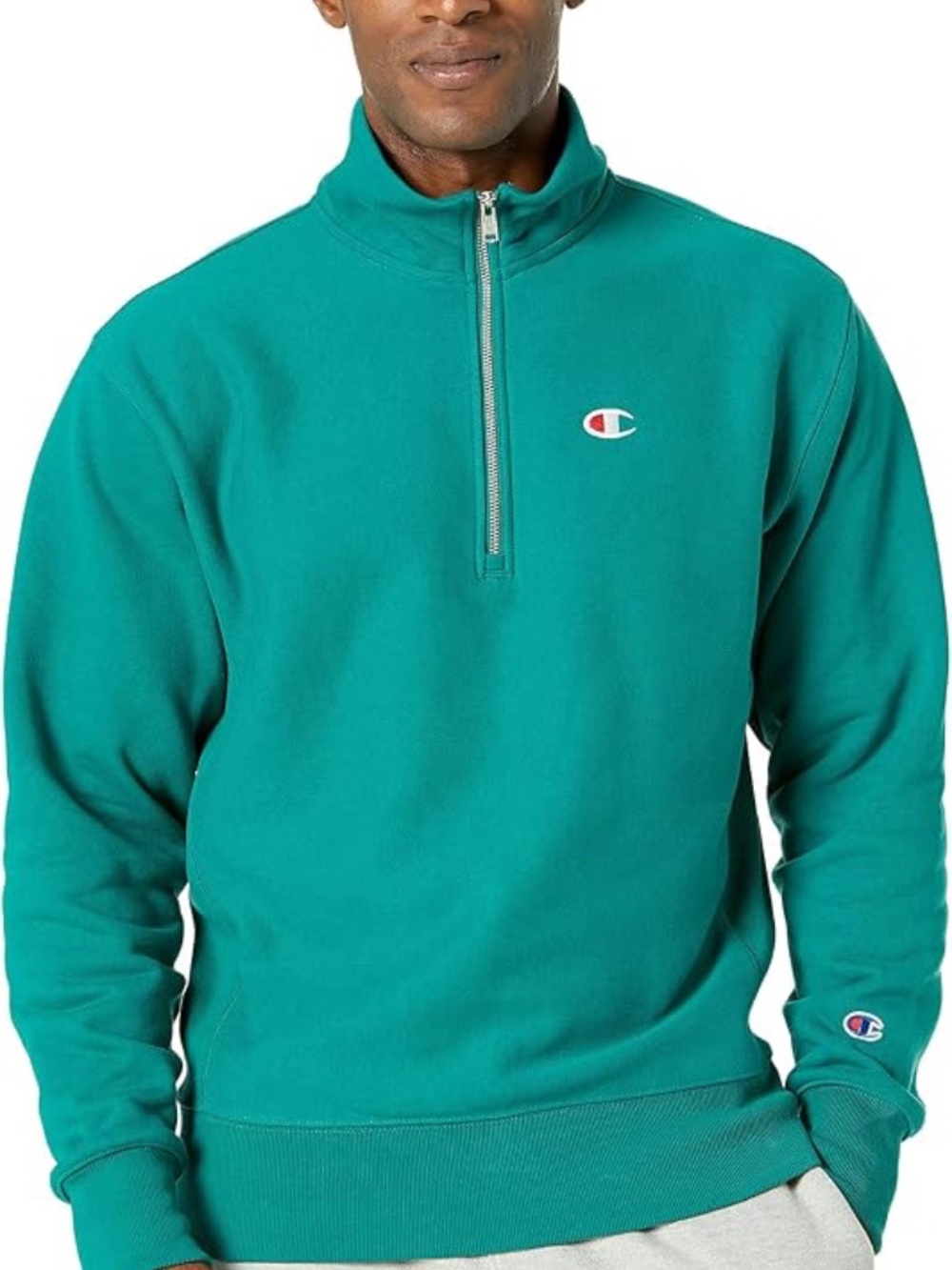 Champion Men’s Green Reverse Weave Quarter Zip Pullover